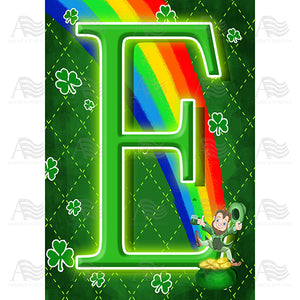Leprechaun Rainbow Monogram House Flag
