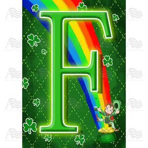 Leprechaun Rainbow Monogram House Flag