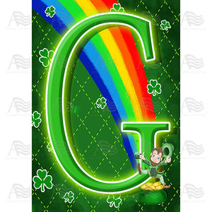 Leprechaun Rainbow Monogram House Flag