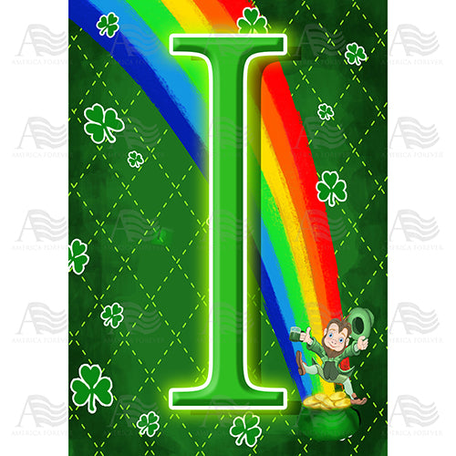 Leprechaun Rainbow Monogram House Flag