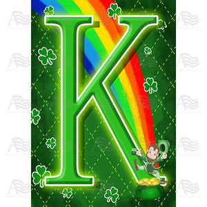 Leprechaun Rainbow Monogram House Flag