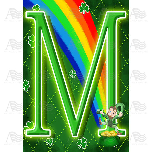 Leprechaun Rainbow Monogram House Flag