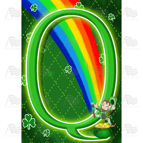 Leprechaun Rainbow Monogram House Flag
