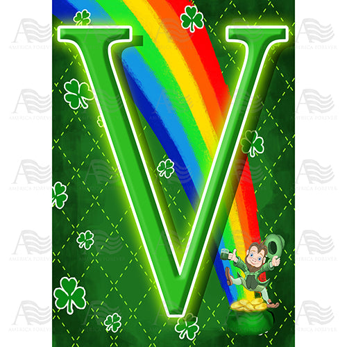 Leprechaun Rainbow Monogram House Flag