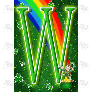 Leprechaun Rainbow Monogram House Flag