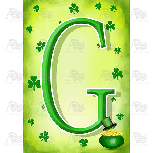 St. Patty's Pot O' Gold Monogram House Flag
