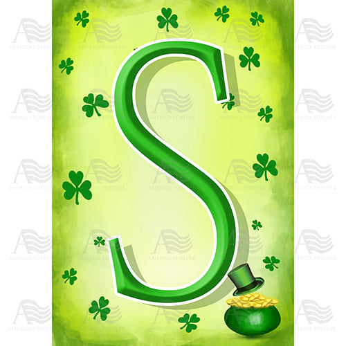 St. Patty's Pot O' Gold Monogram House Flag