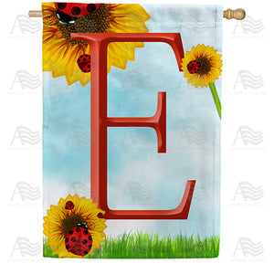 Ladybugs and Sunflowers Monogram House Flag