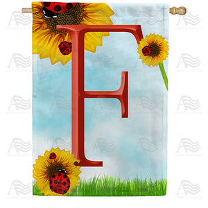 Ladybugs and Sunflowers Monogram House Flag