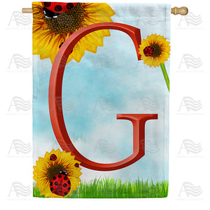 Ladybugs and Sunflowers Monogram House Flag