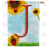 Ladybugs and Sunflowers Monogram House Flag