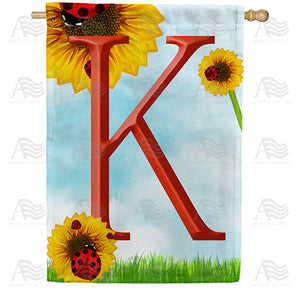 Ladybugs and Sunflowers Monogram House Flag
