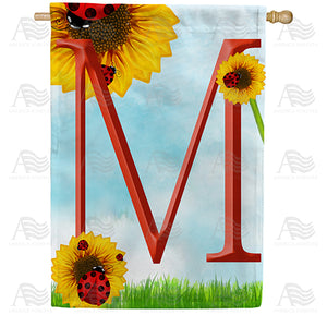 Ladybugs and Sunflowers Monogram House Flag