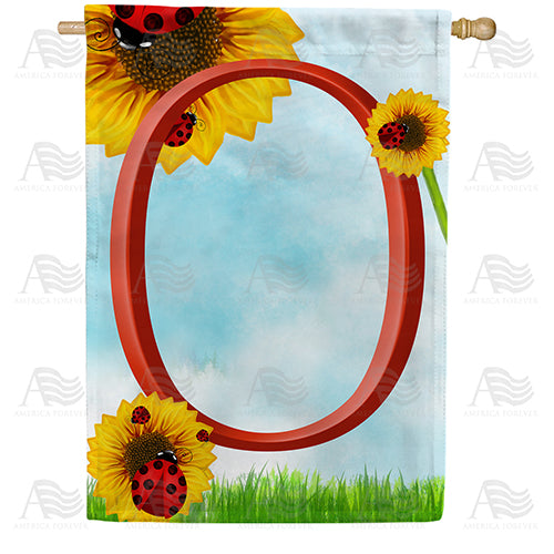 Ladybugs and Sunflowers Monogram House Flag