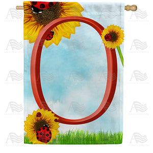 Ladybugs and Sunflowers Monogram House Flag
