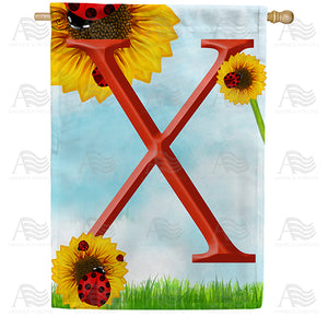 Ladybugs and Sunflowers Monogram House Flag