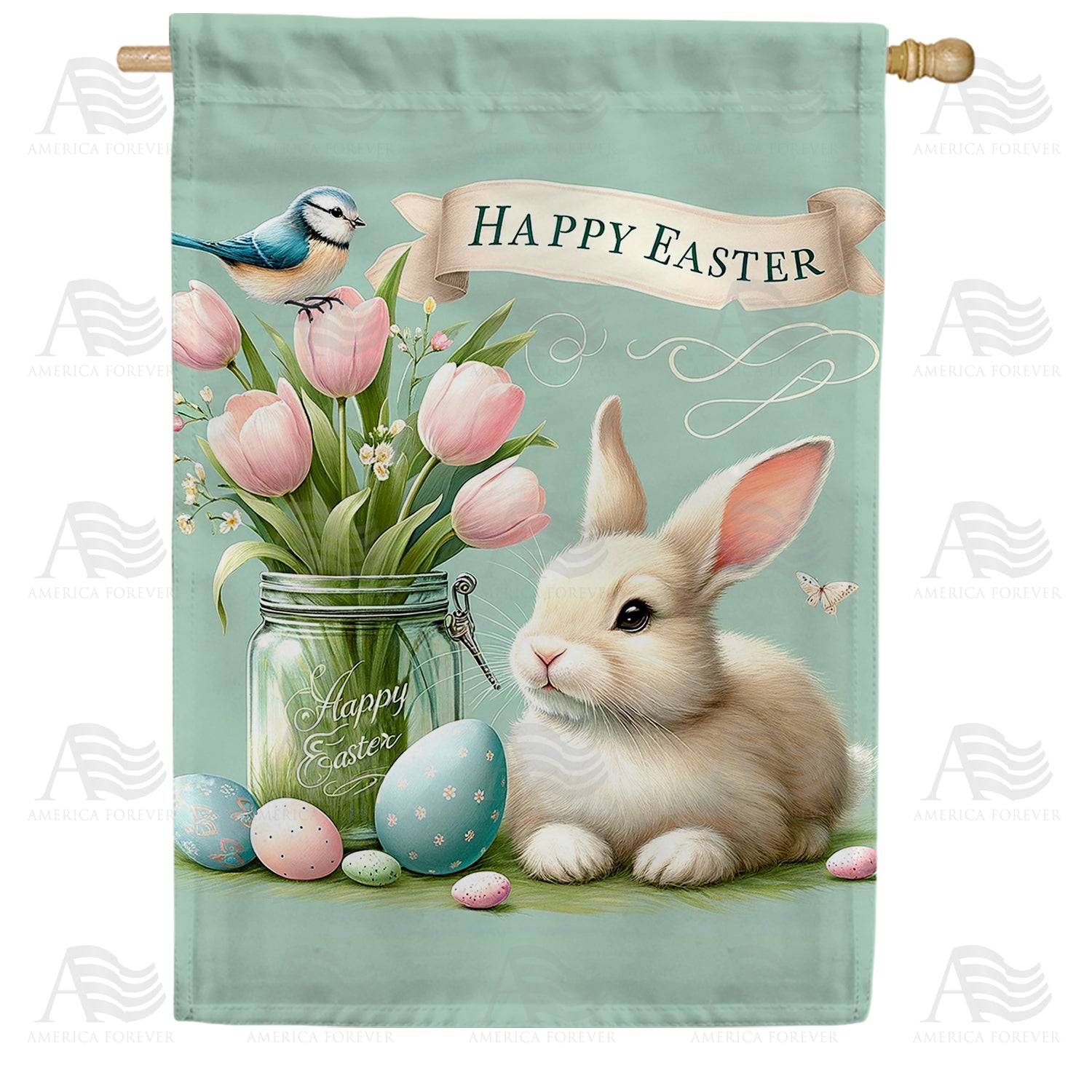 Easter Bunny Serenity Double Sided House Flag