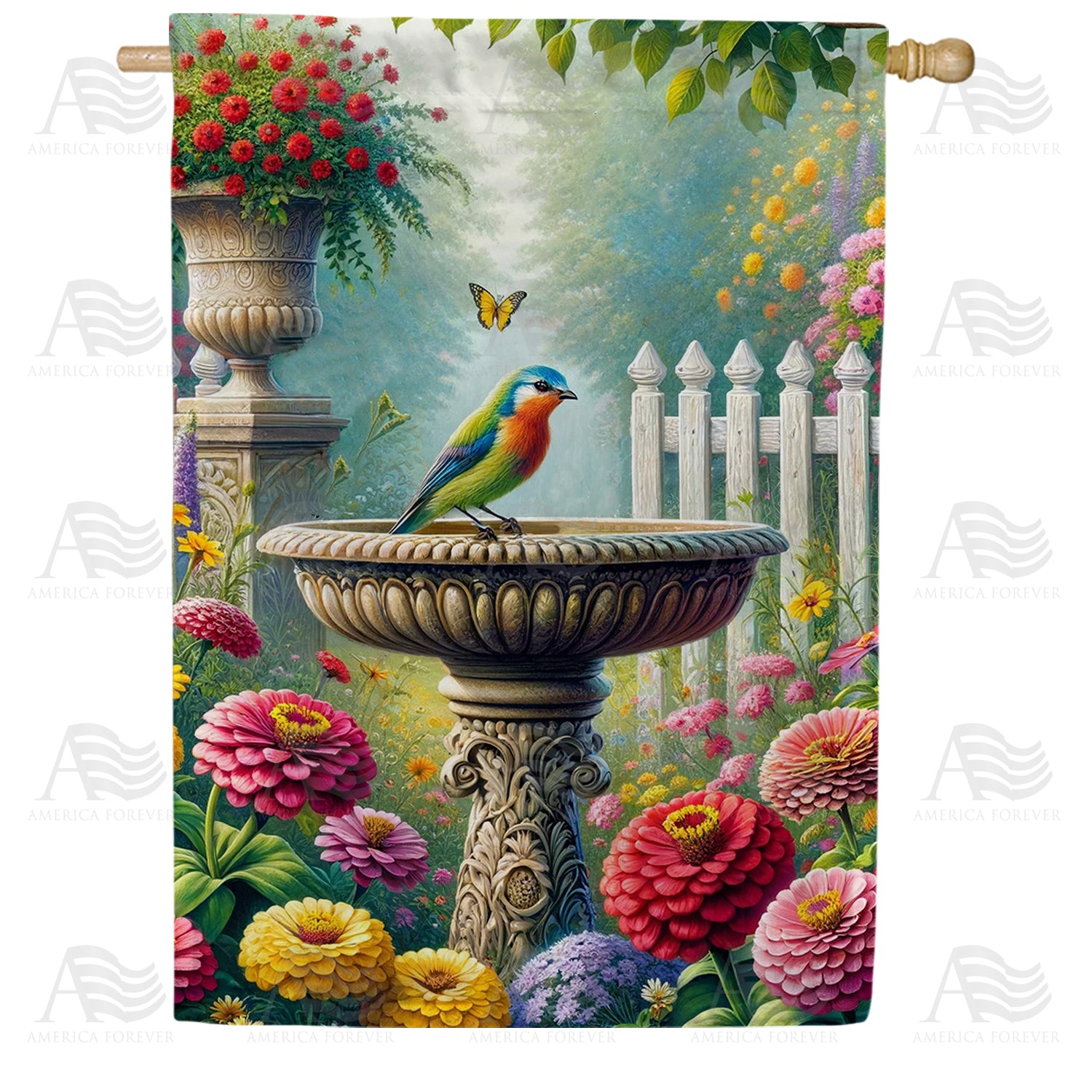 Blossom Bird Retreat Double Sided House Flag