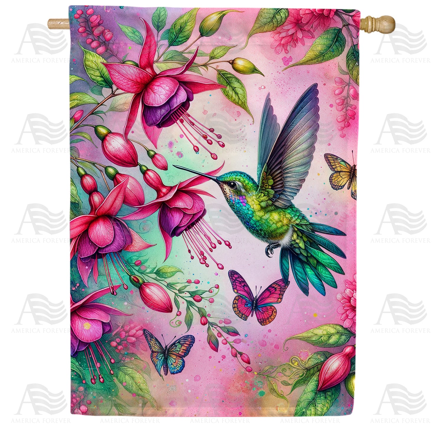 Hummingbird Retreat Double Sided House Flag