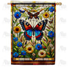 Majestic Butterfly Stained Glass Double Sided House Flag
