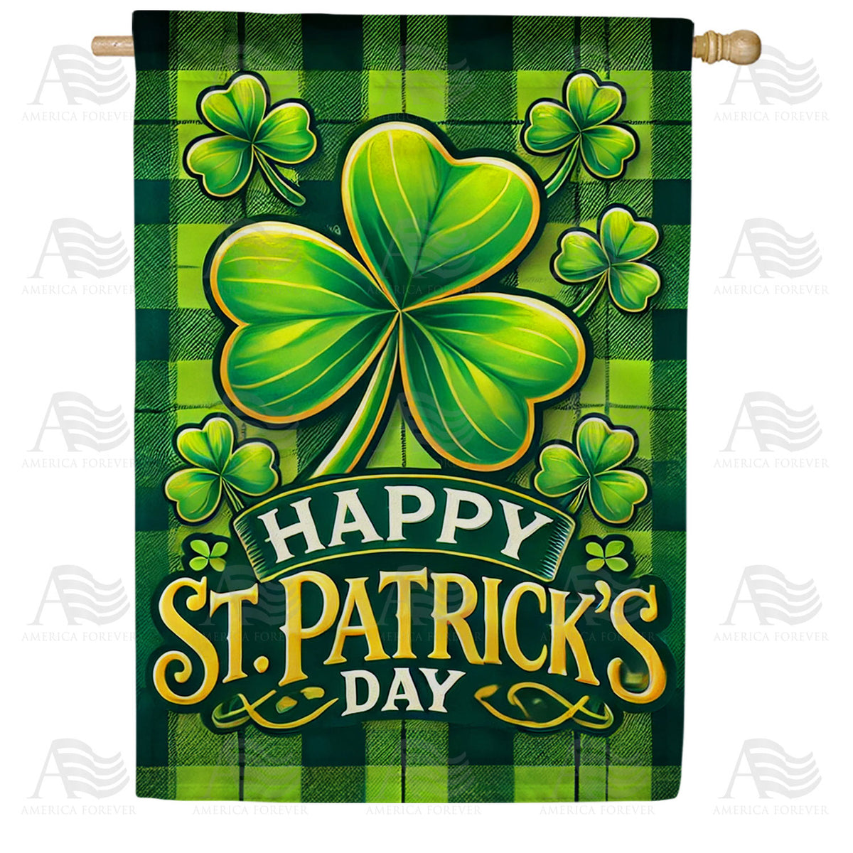 St. Patrick's Day Shamrock House Flag