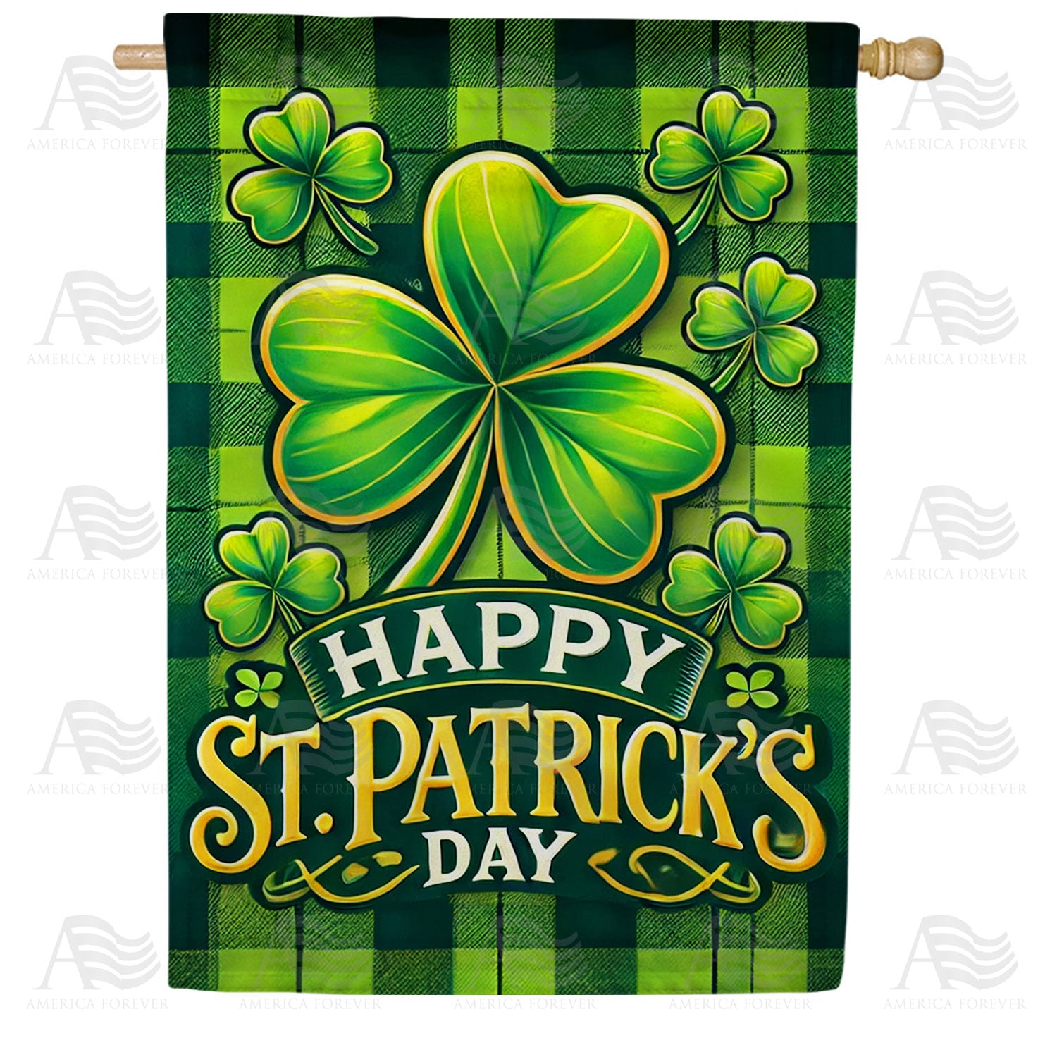 St. Patrick's Day Shamrock House Flag