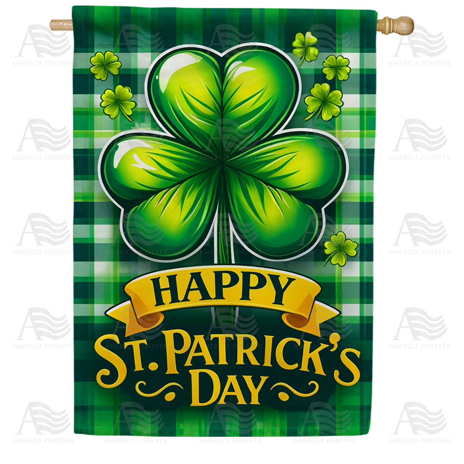 St. Patrick's Day Four-Leaf Clover House Flag
