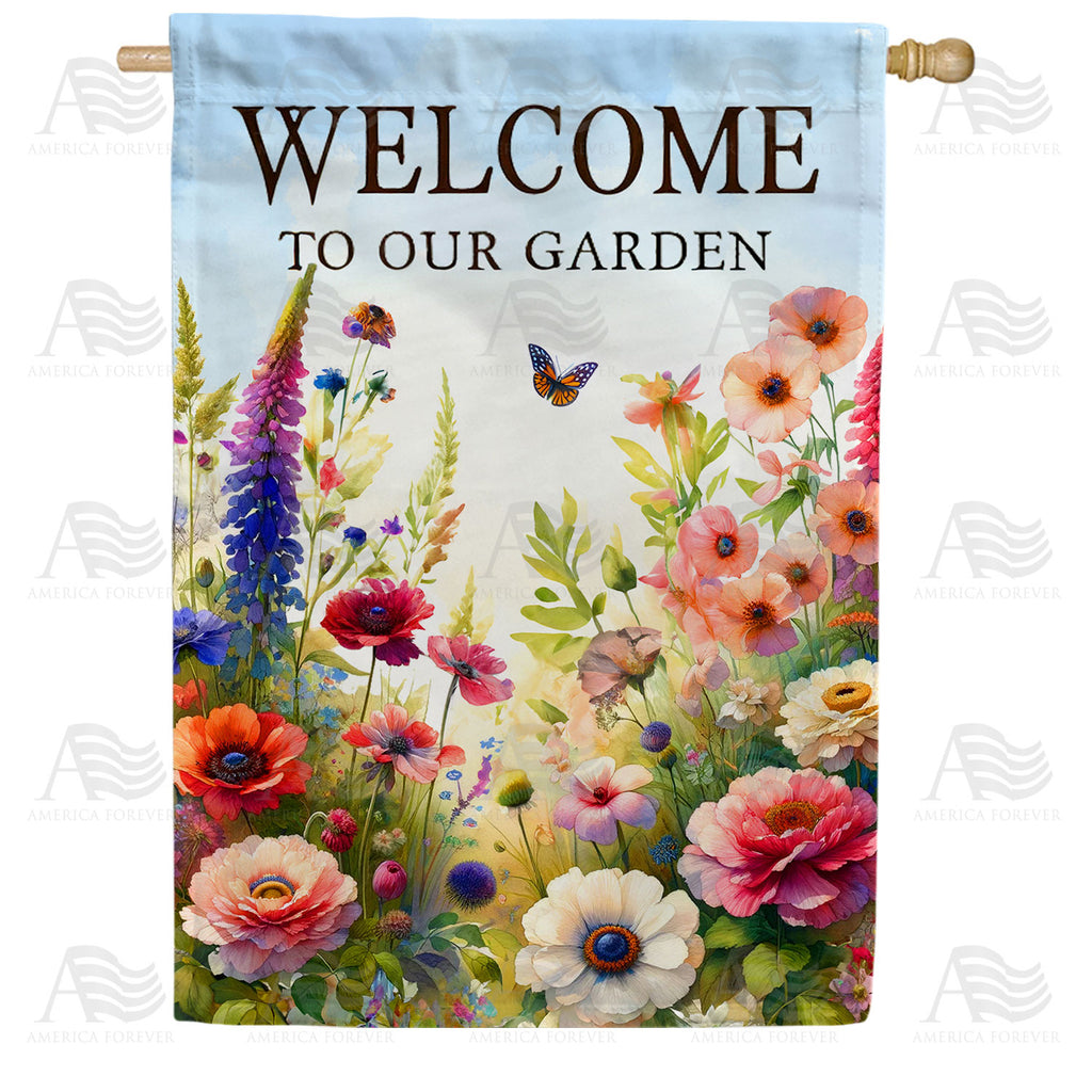 Welcome to Our Garden Wildflowers Double Sided House Flag