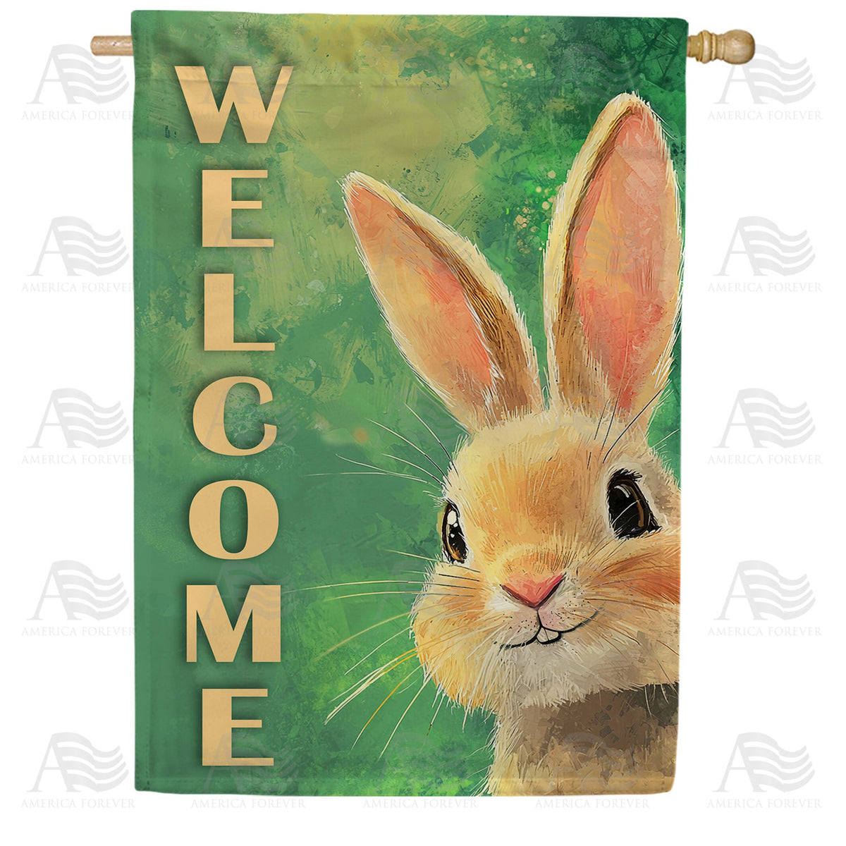 Welcome Bunny Portrait Double Sided House Flag - Flagsrus.org