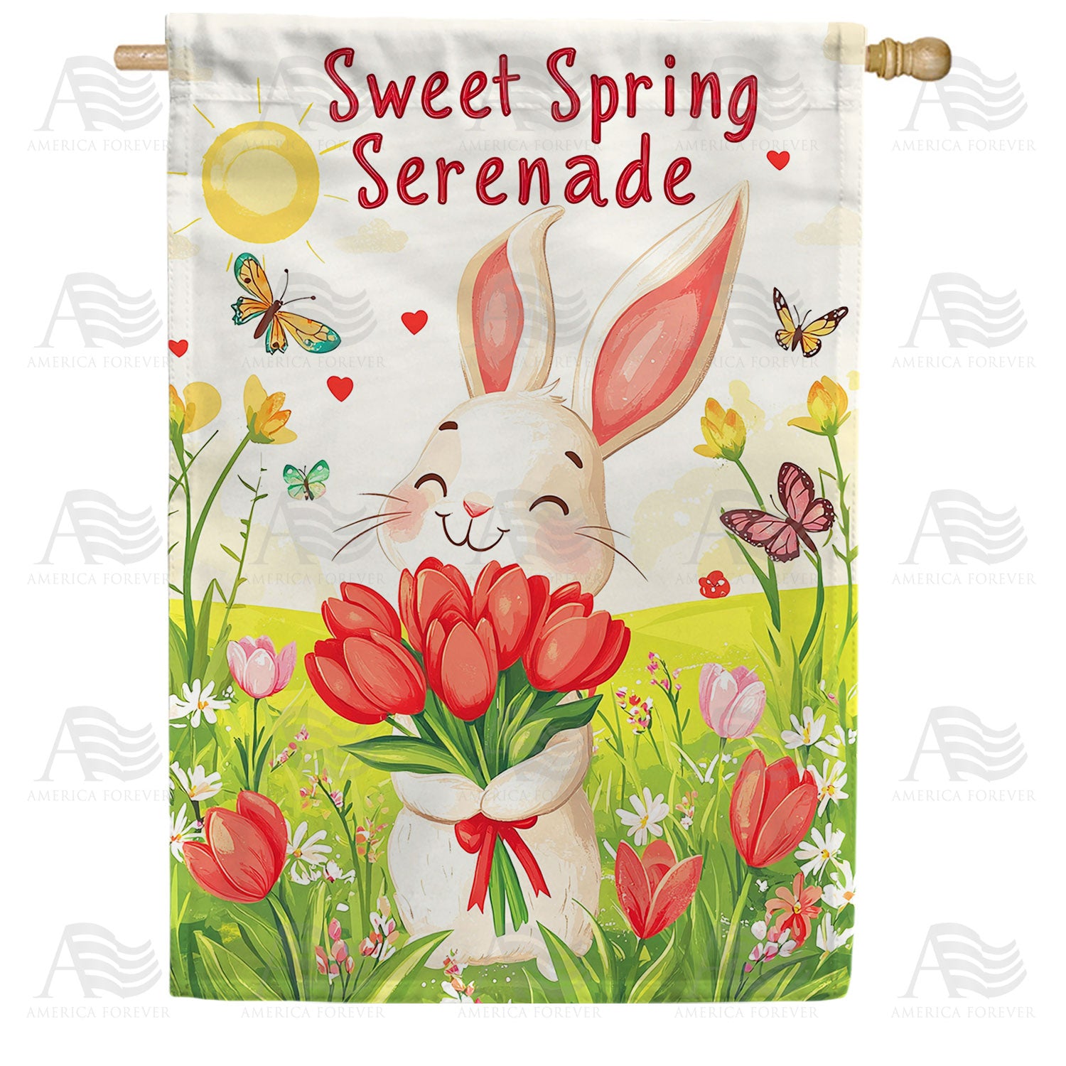 Sweet Spring Serenade Bunny Double Sided House Flag