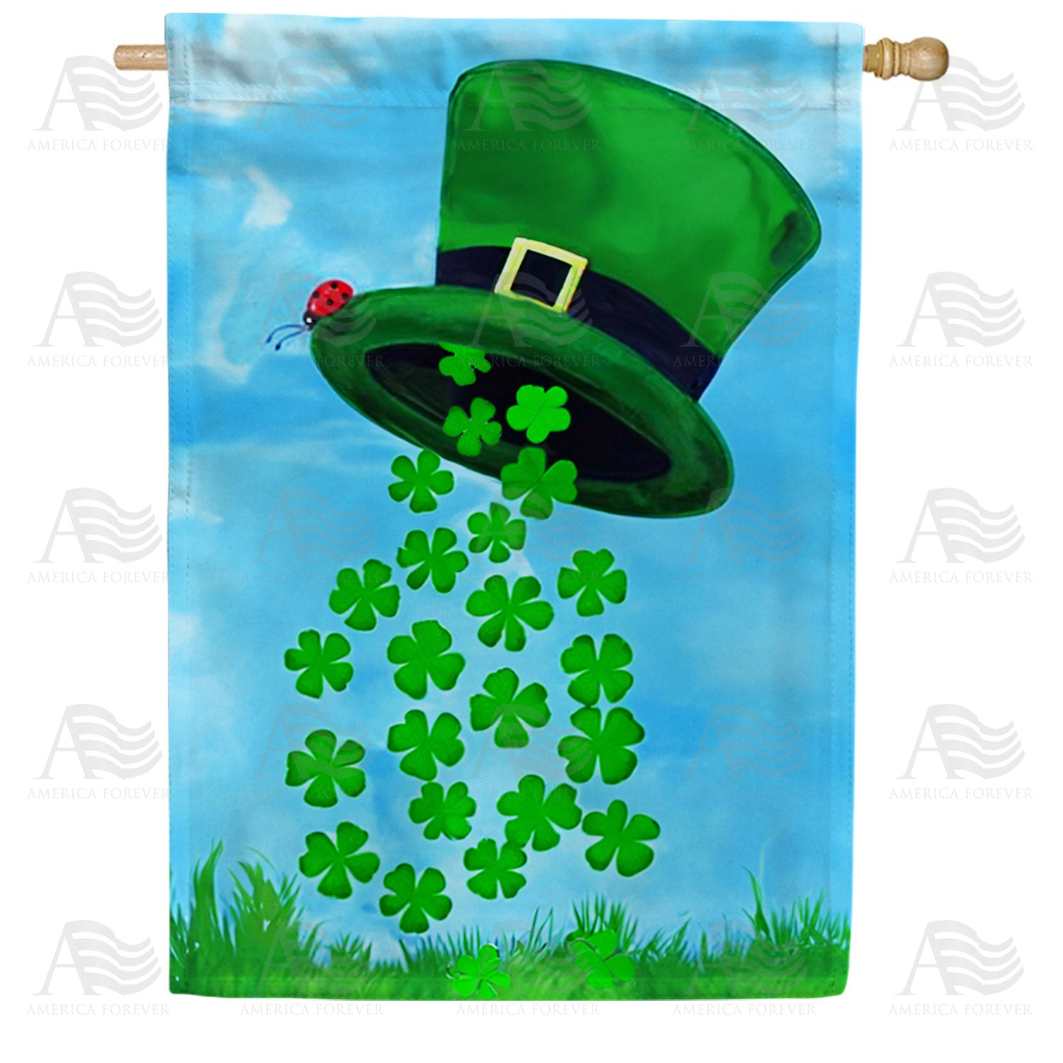 Leprechaun Hat Shamrock Magic Double Sided House Flag