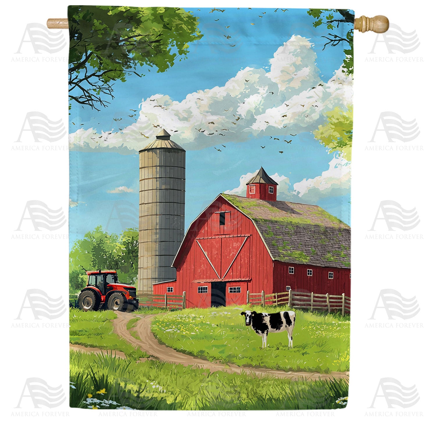 Red Barn Farm Country Double Sided House Flag