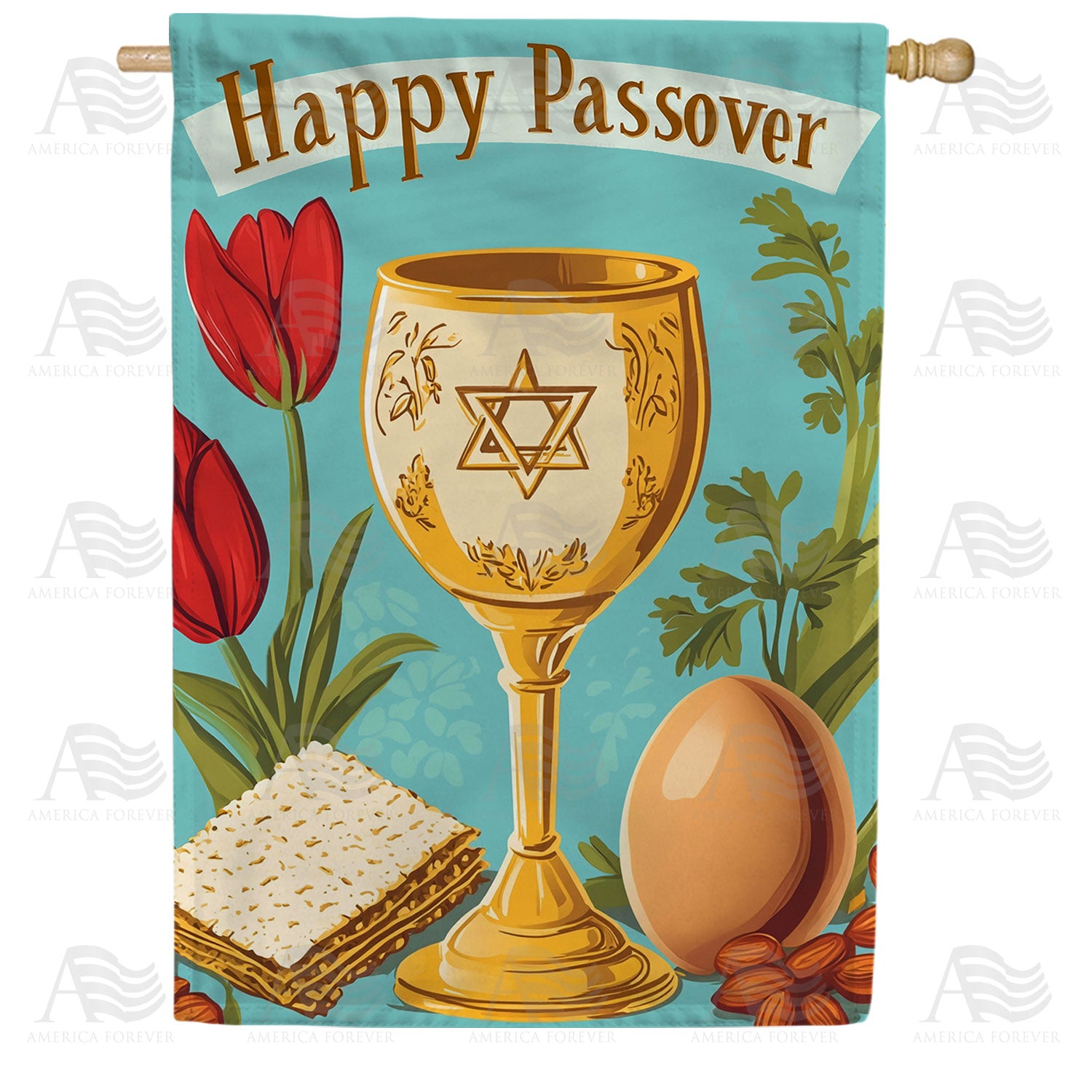 Happy Passover Seder Double Sided House Flag