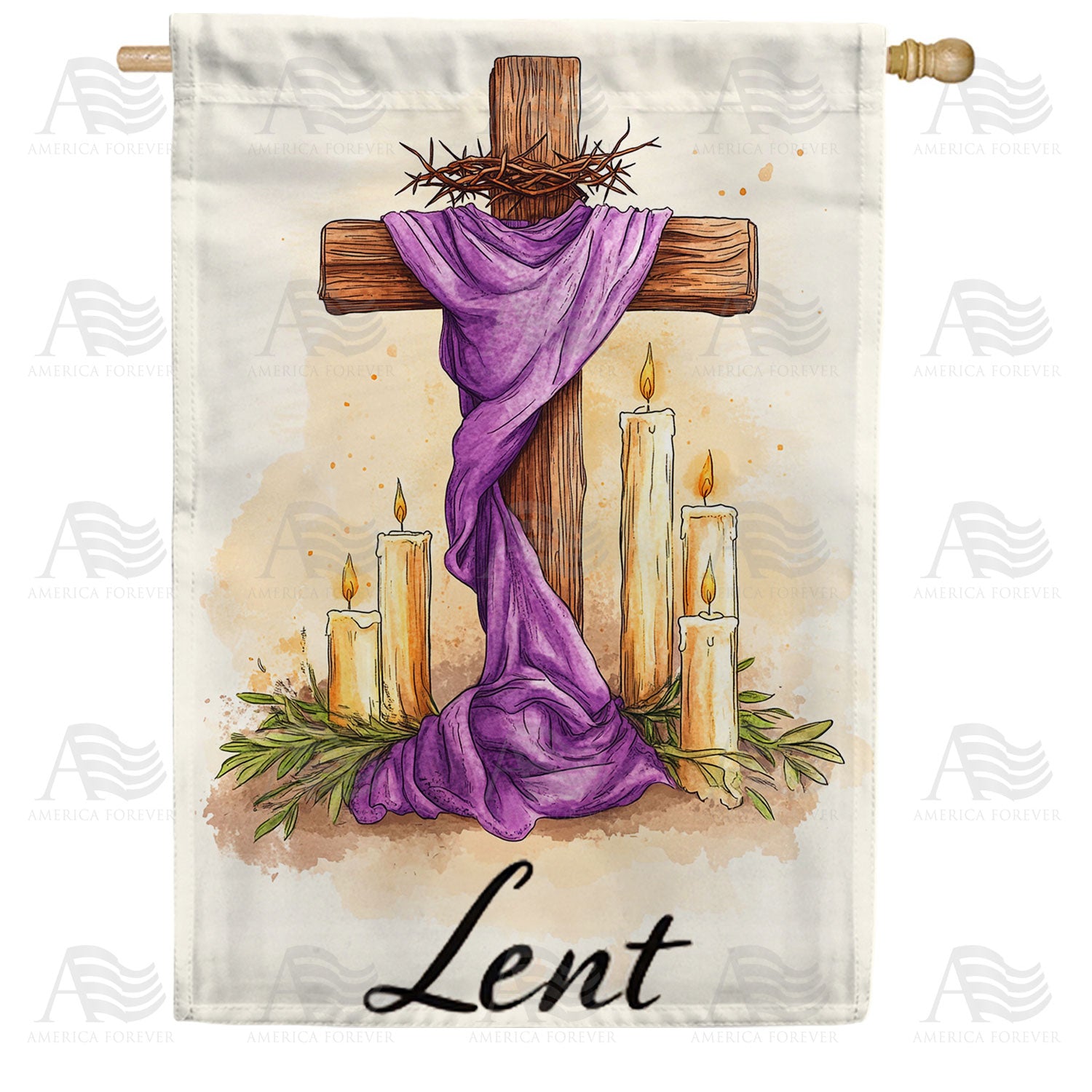 Lent Cross Candles Double Sided House Flag