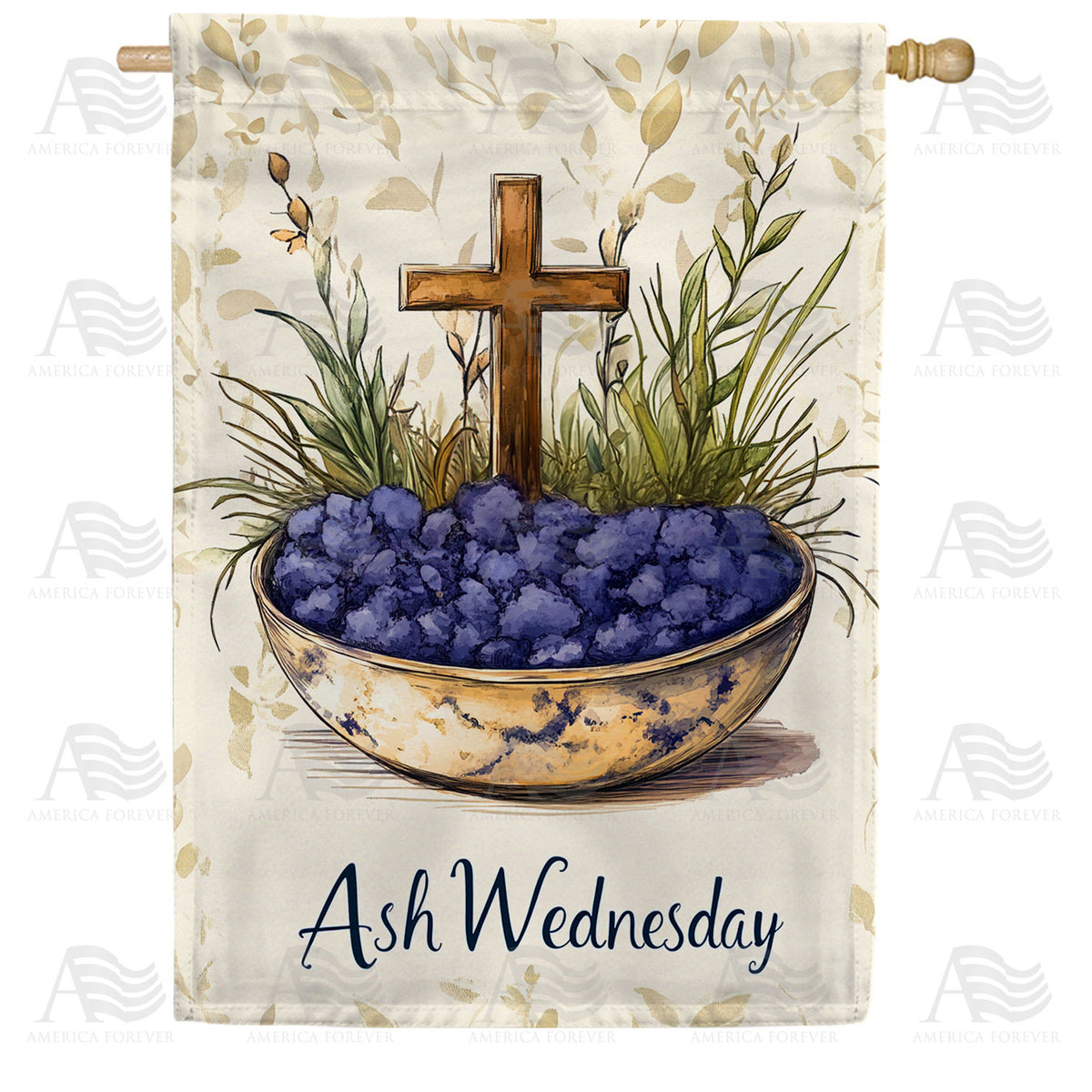 Ash Wednesday Cross Bowl Double Sided House Flag