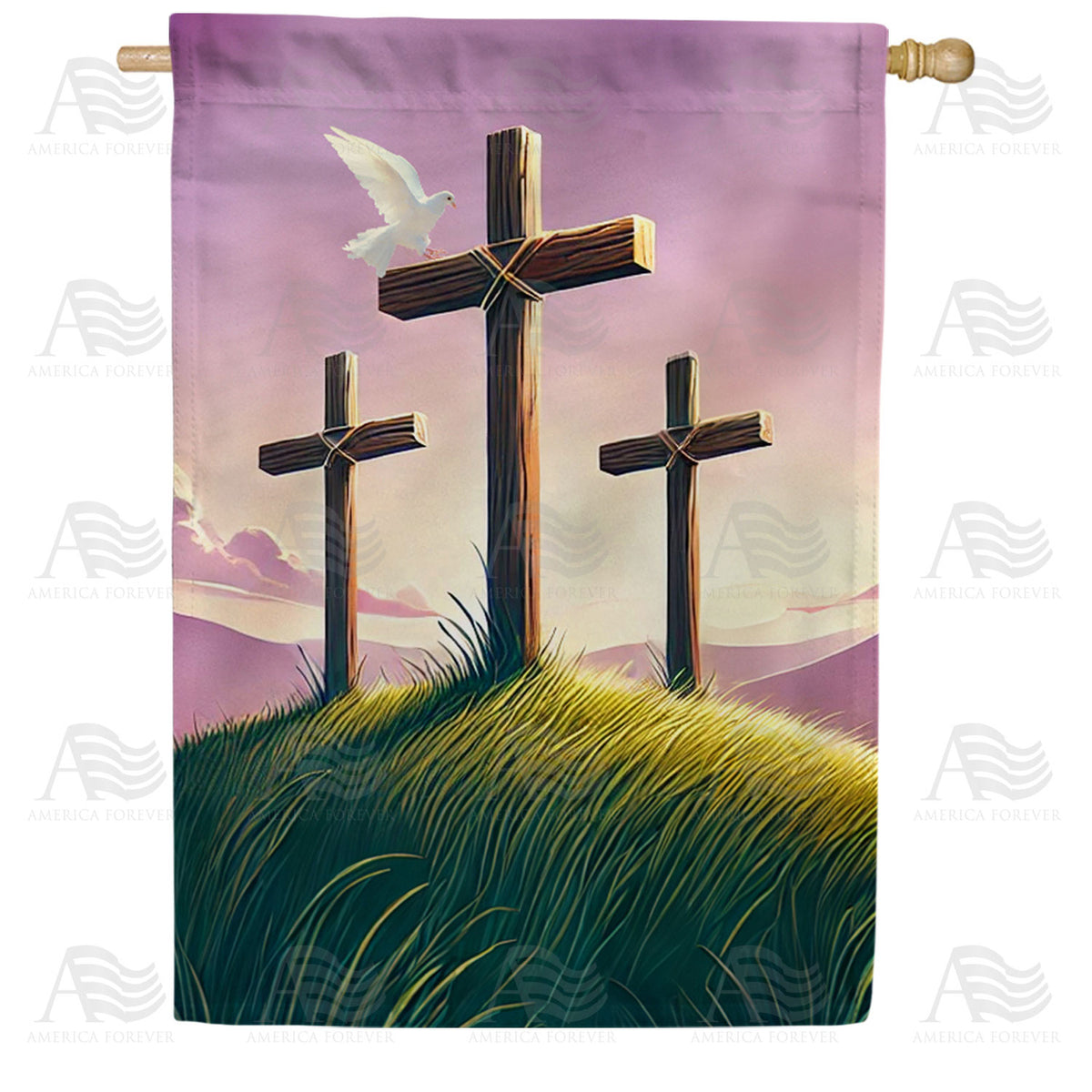 Three Crosses Calvary Double Sided House Flag