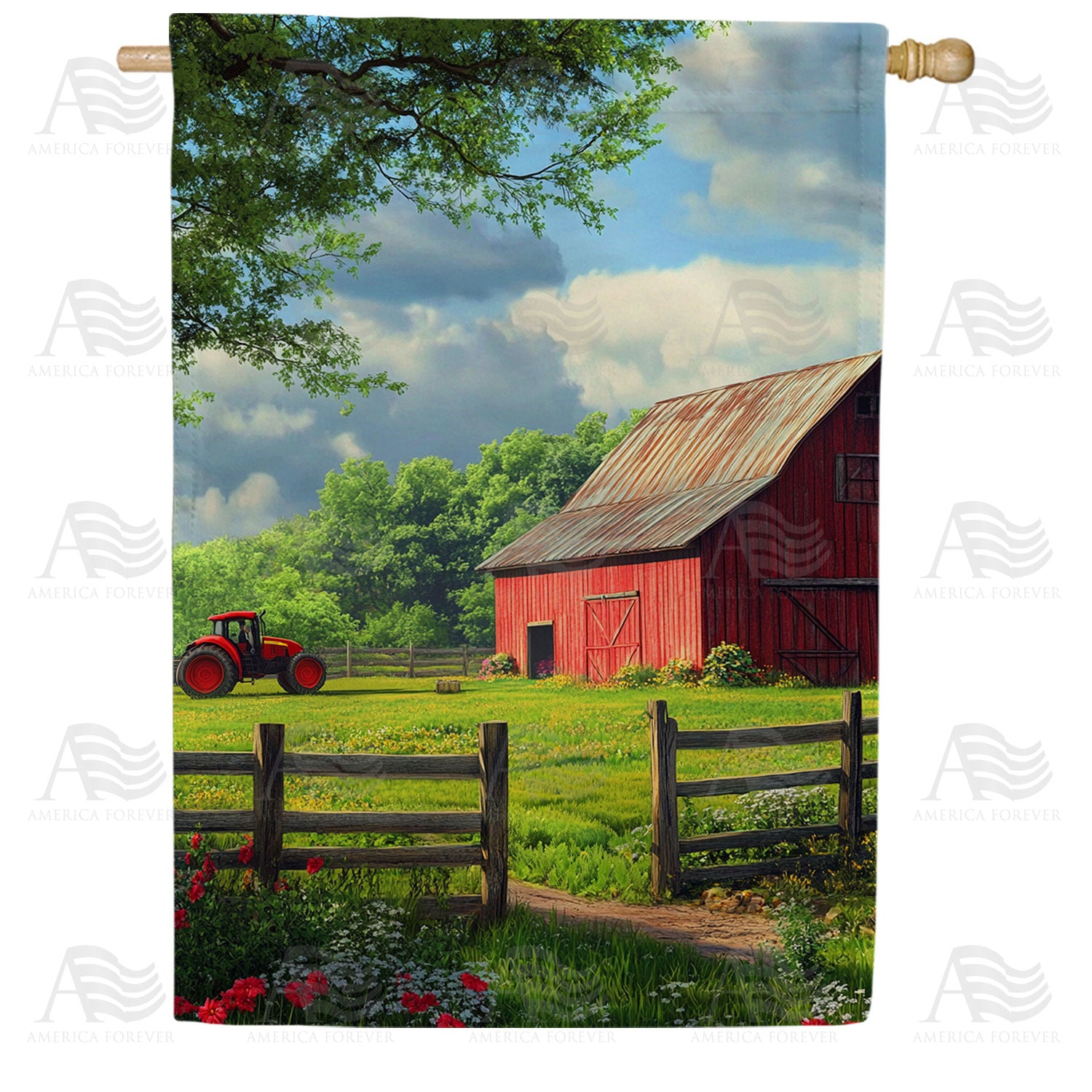 Farm Country Barn Scene Double Sided House Flag