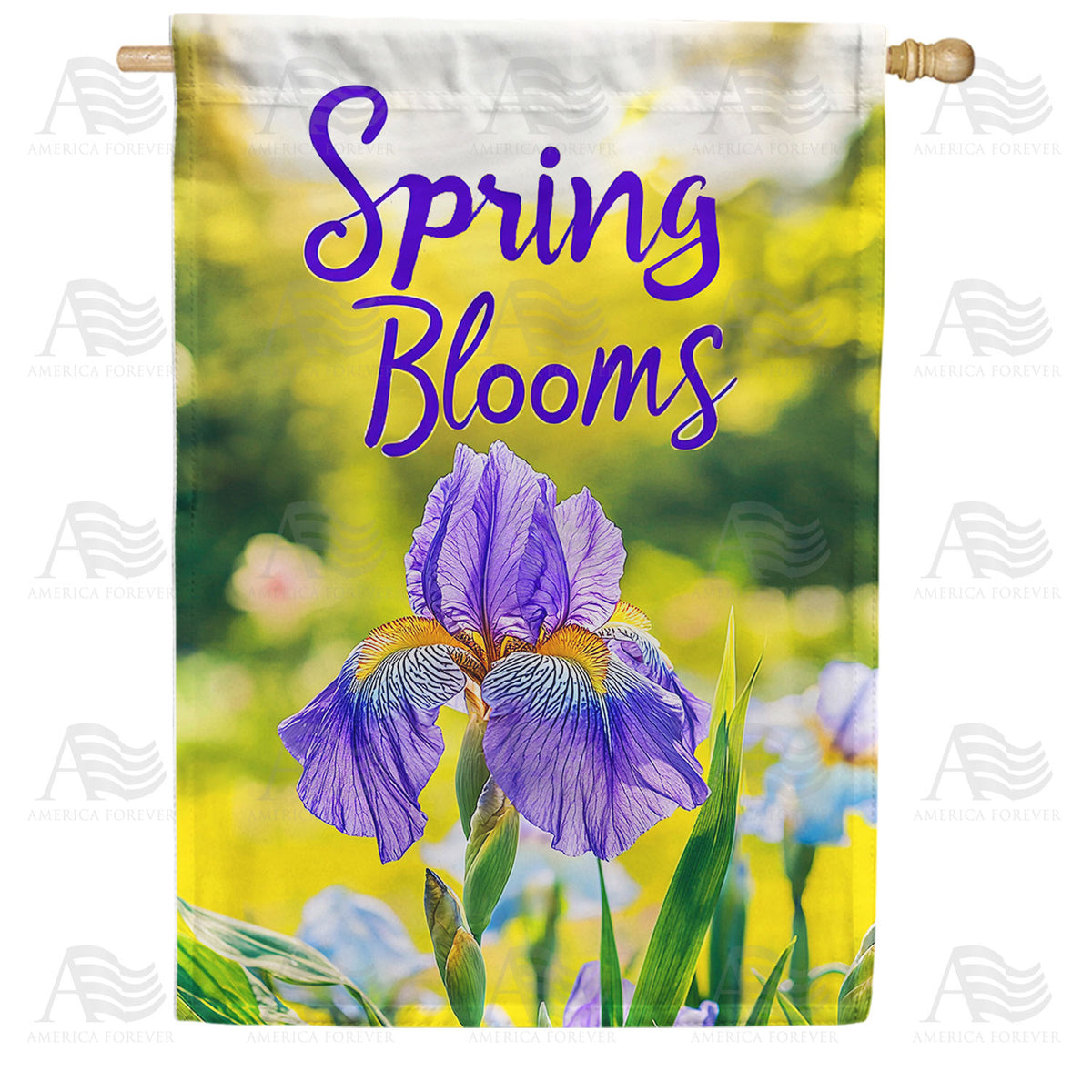 Spring Blooms Purple Iris Double Sided House Flag