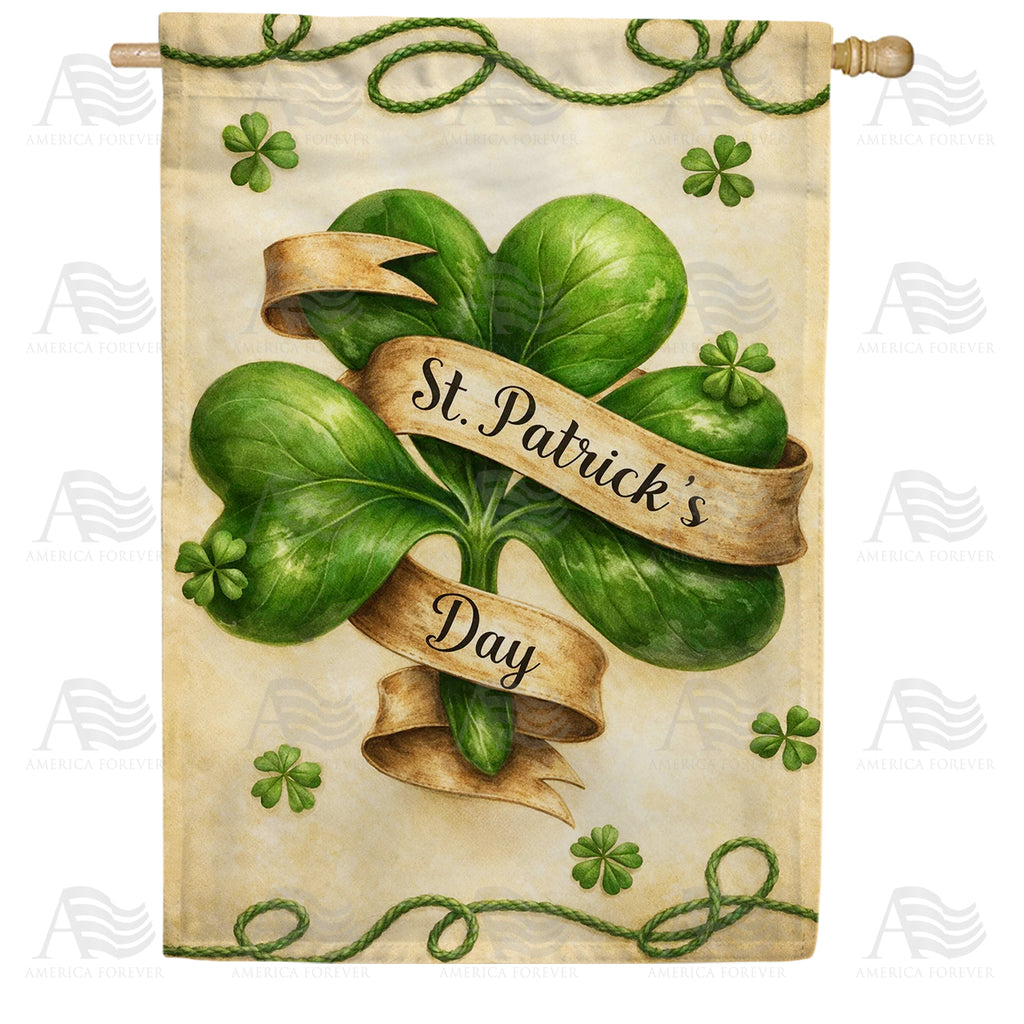 St. Patrick's Day Four Leaf Clover House Flag