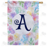 Watercolor Floral Monogram Letter Double Sided House Flag 28" x 40"