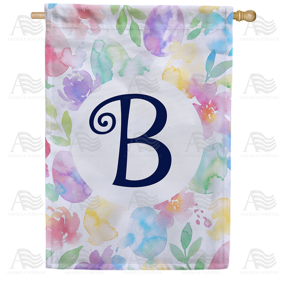 Watercolor Floral Monogram House Flag