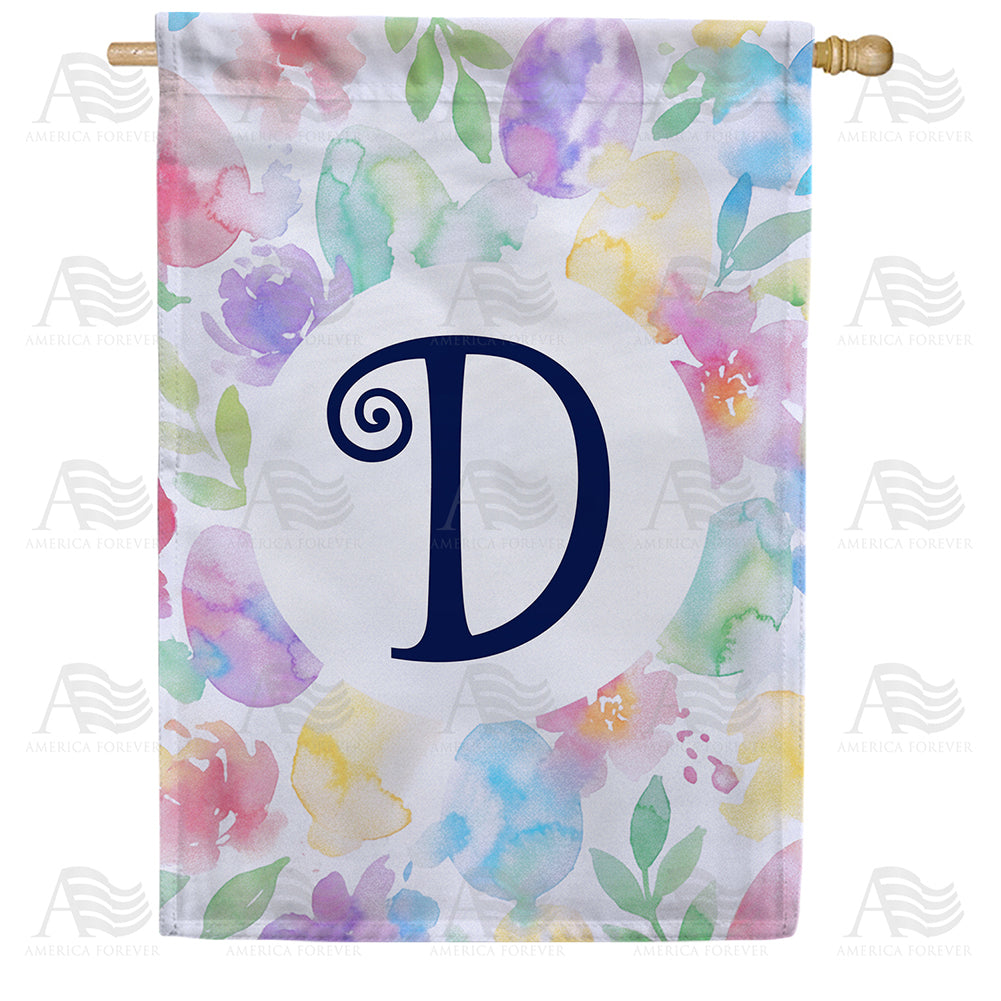 Watercolor Floral Monogram House Flag