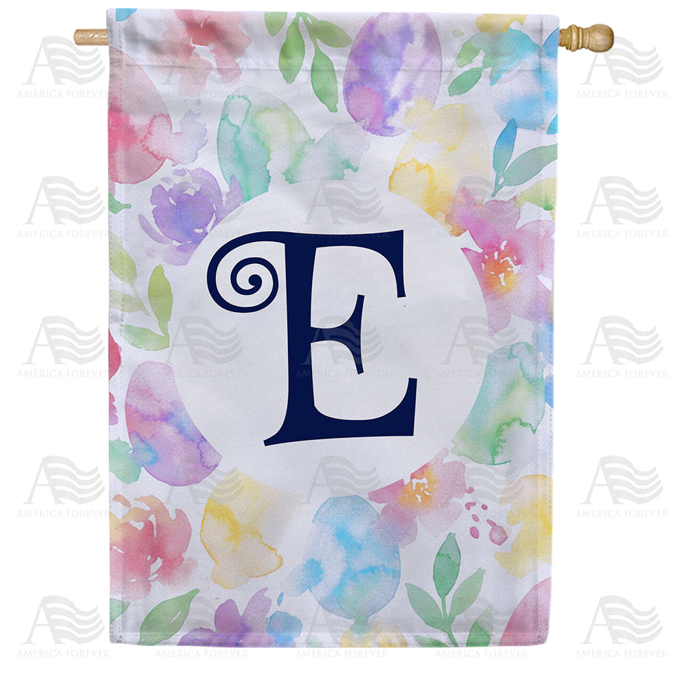 Watercolor Floral Monogram House Flag