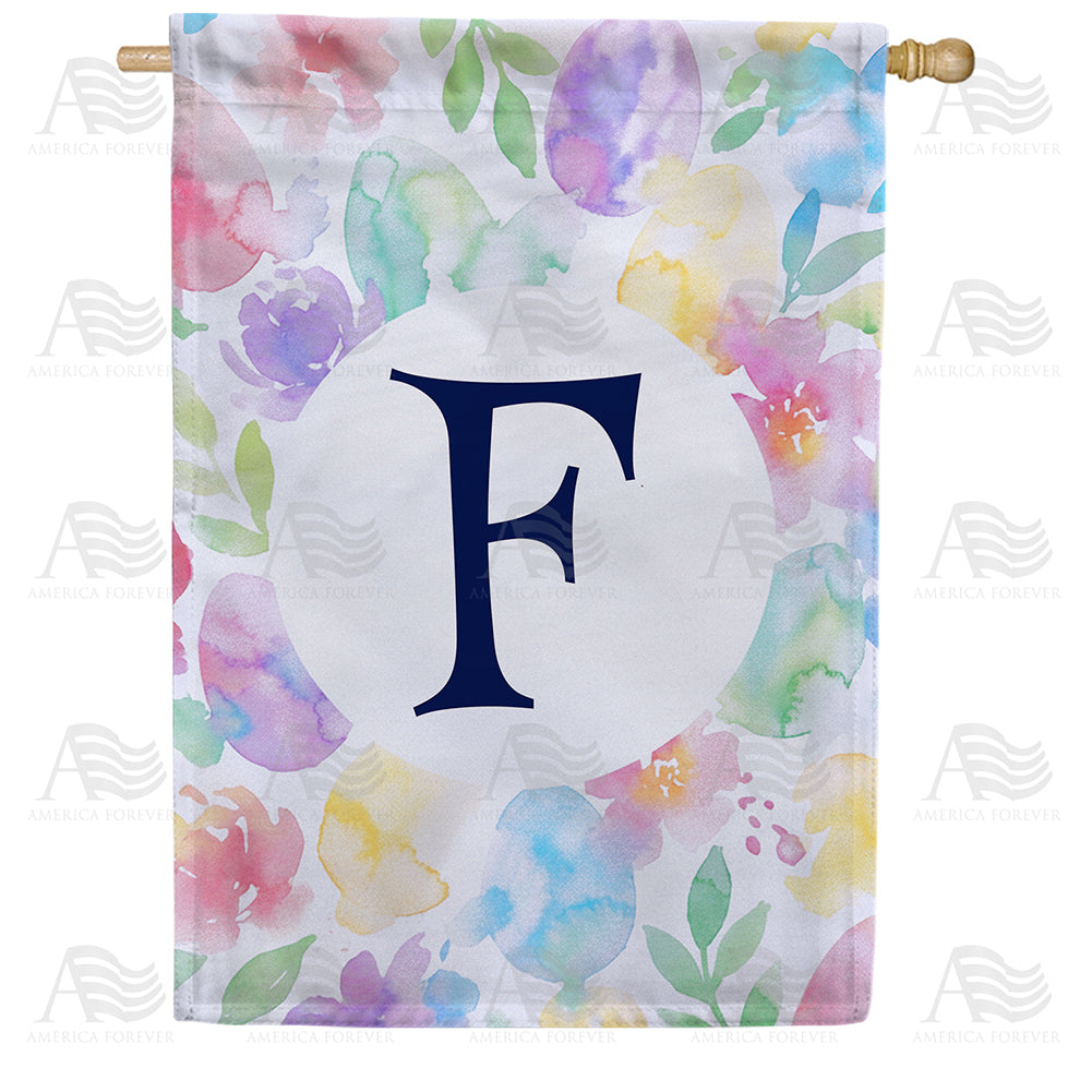 Watercolor Floral Monogram House Flag
