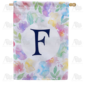 Watercolor Floral Monogram House Flag