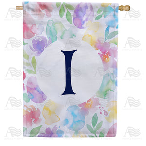 Watercolor Floral Monogram House Flag