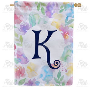 Watercolor Floral Monogram House Flag