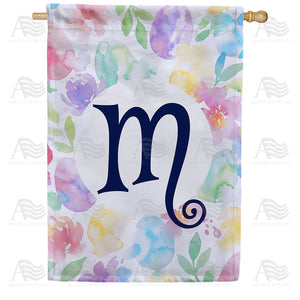 Watercolor Floral Monogram House Flag
