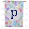 Watercolor Floral Monogram House Flag