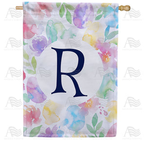 Watercolor Floral Monogram House Flag